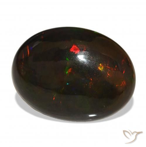 13.11 ct Multicolor Black Opal Stone, Natural Black Opal in Oval Cabochon Shape for Sale