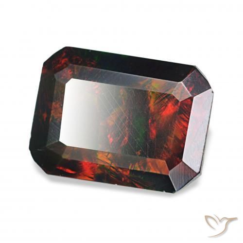 1.24 ct Multicolor Black Opal Stone, Natural Black Opal in Octagon Step Cut Shape for Sale