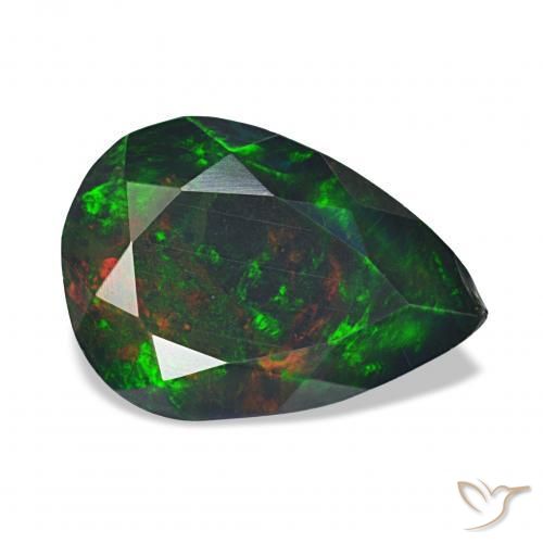 1.62 ct Multicolor Black Opal Stone, Natural Black Opal in Pear Facet Shape for Sale