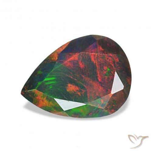 0.98ct Multicolor Black Opal, Pear Shape, Opaque
