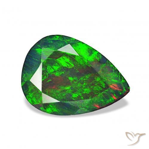 1.23 ct Multicolor Black Opal Stone, Natural Black Opal in Pear Facet Shape for Sale