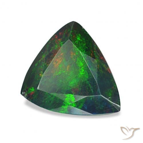 0.99 ct Multicolor Black Opal Stone, Natural Black Opal in Trillion Facet Shape for Sale