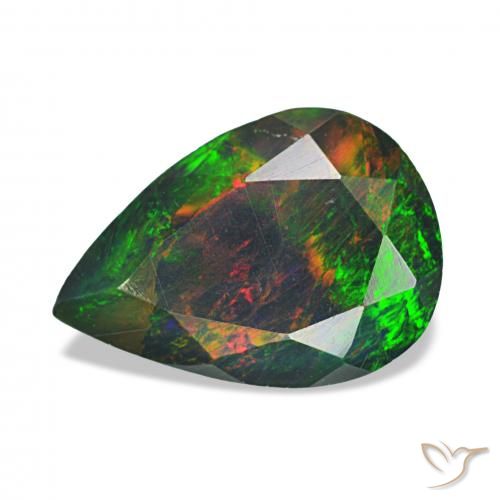1.24 ct Multicolor Black Opal Gemstone, Black Opal Gem in Pear Facet Shape for Sale.