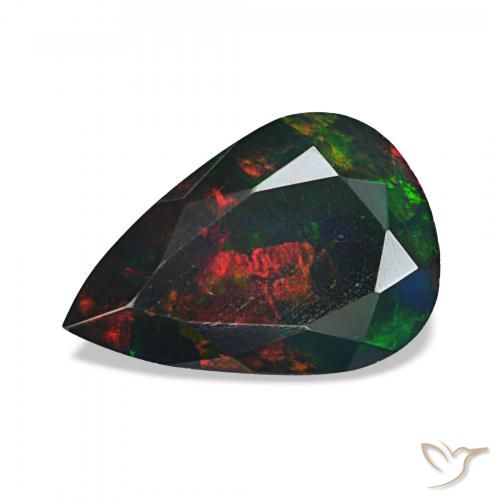 1.41ct Multicolor Black Opal, Pear Shape, Opaque