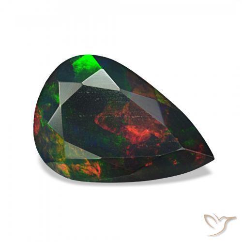 1.41 ct Multicolor Black Opal Stone, Natural Black Opal in Pear Facet Shape for Sale