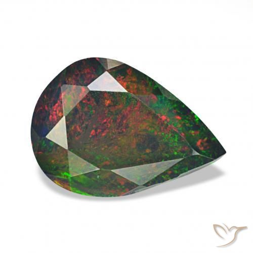 0.94ct Multicolor Black Opal, Pear Shape, Opaque
