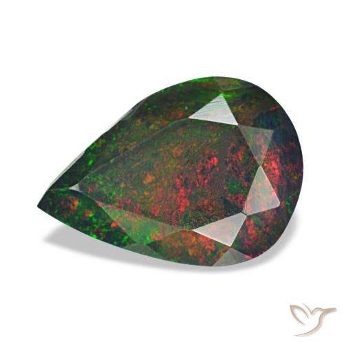 0.94 ct Multicolor Black Opal Stone, Natural Black Opal in Pear Facet Shape for Sale