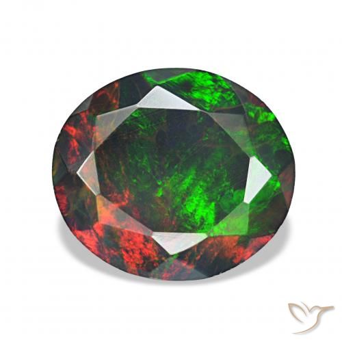 1.71 ct Multicolor Black Opal Gemstone, Black Opal Gem in Oval Facet Shape for Sale.