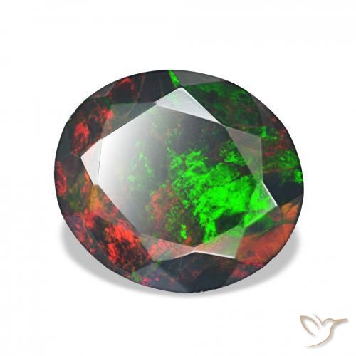 1.71 ct Multicolor Black Opal Stone, Natural Black Opal in Oval Facet Shape for Sale