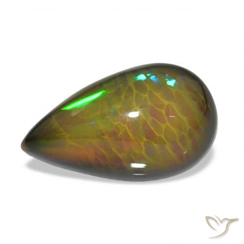 7.76ct Multicolor Black Opal, Pear Shape, Translucent