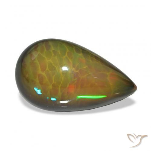 7.76 ct Multicolor Black Opal Stone, Natural Black Opal in Pear Cabochon Shape for Sale