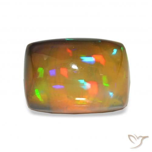 5.91 ct Multicolor Black Opal Gemstone, Black Opal Gem in Cushion Cabochon Shape for Sale.