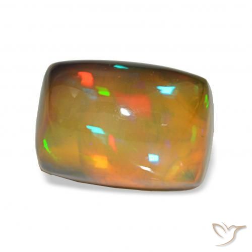 5.91 ct Multicolor Black Opal Stone, Natural Black Opal in Cushion Cabochon Shape for Sale