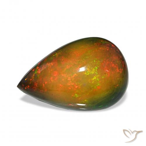 7.30ct Multicolor Black Opal, Pear Shape, Opaque