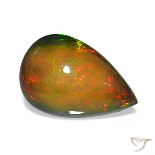 7.30 ct Multicolor Black Opal Stone, Natural Black Opal in Pear Cabochon Shape for Sale