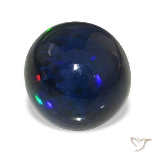 4.26 ct Multicolor Black Opal Gemstone, Black Opal Gem in Round Cabochon Shape for Sale.