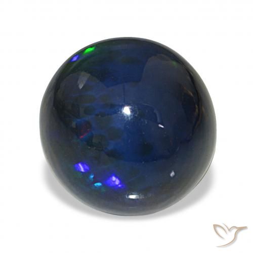 4.26 ct Multicolor Black Opal Stone, Natural Black Opal in Round Cabochon Shape for Sale