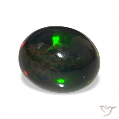 4.67 ct Multicolor Black Opal Stone, Natural Black Opal in Oval Cabochon Shape for Sale