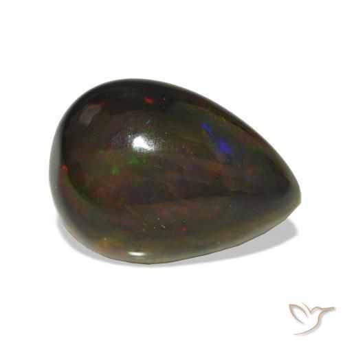 3.97 ct Multicolor Black Opal Stone, Natural Black Opal in Pear Cabochon Shape for Sale