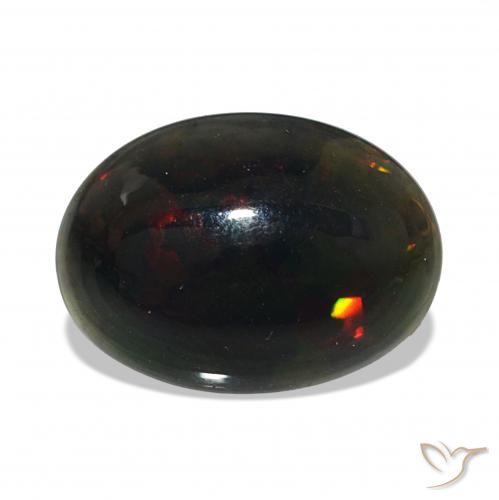 2.37 ct Multicolor Black Opal Gemstone, Black Opal Gem in Oval Cabochon Shape for Sale.