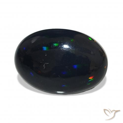 4.51 ct Multicolor Black Opal Stone, Natural Black Opal in Oval Cabochon Shape for Sale