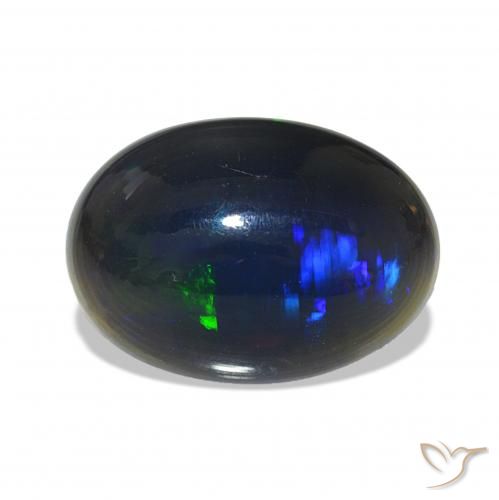 3.79 ct Multicolor Black Opal Gemstone, Black Opal Gem in Oval Cabochon Shape for Sale.