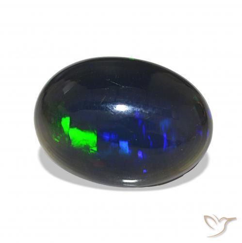 3.79 ct Multicolor Black Opal Stone, Natural Black Opal in Oval Cabochon Shape for Sale