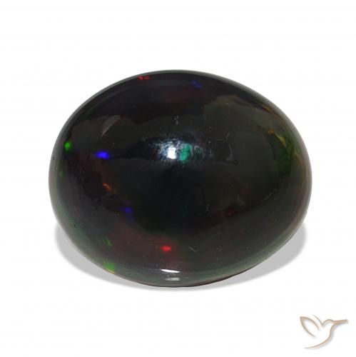 4.09 ct Multicolor Black Opal Gemstone, Black Opal Gem in Oval Cabochon Shape for Sale.