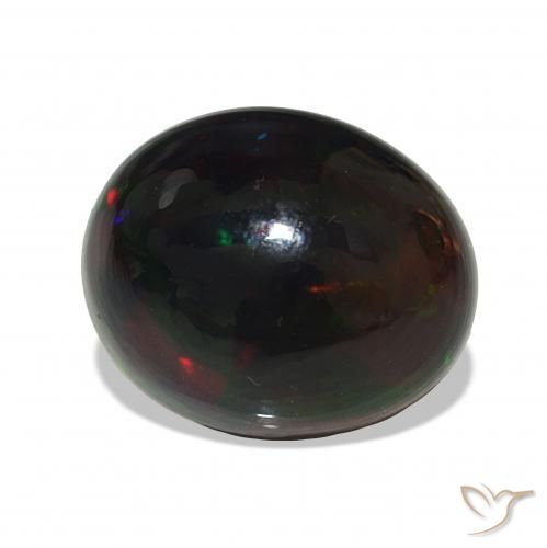 4.09 ct Multicolor Black Opal Stone, Natural Black Opal in Oval Cabochon Shape for Sale