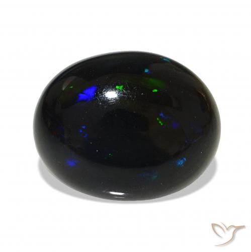 3.38 ct Multicolor Black Opal Gemstone, Black Opal Gem in Oval Cabochon Shape for Sale.