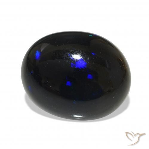 3.38 ct Multicolor Black Opal Stone, Natural Black Opal in Oval Cabochon Shape for Sale