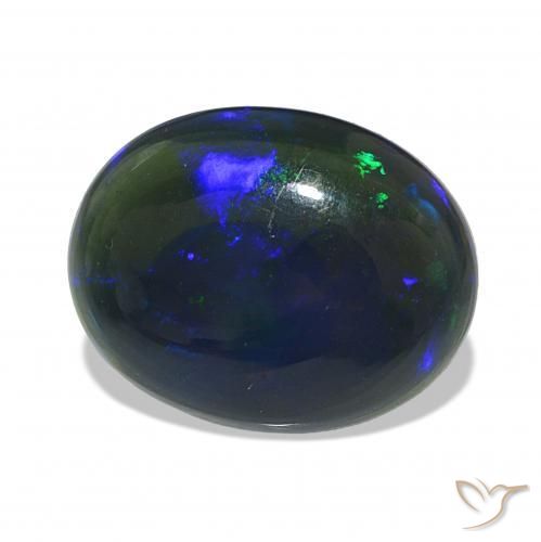 3.18 ct Multicolor Black Opal Stone, Natural Black Opal in Oval Cabochon Shape for Sale