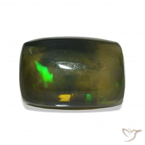 3.11 ct Multicolor Black Opal Gemstone, Black Opal Gem in Cushion Cabochon Shape for Sale.