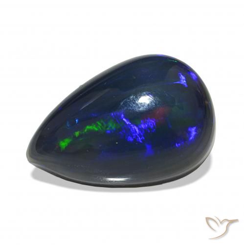 4.88 ct Multicolor Black Opal Gemstone, Black Opal Gem in Pear Cabochon Shape for Sale.