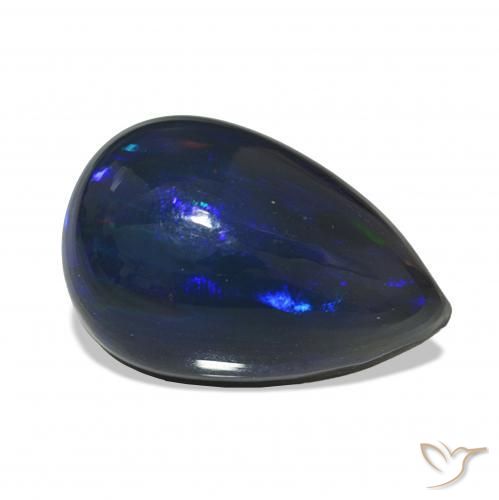 4.88 ct Multicolor Black Opal Stone, Natural Black Opal in Pear Cabochon Shape for Sale