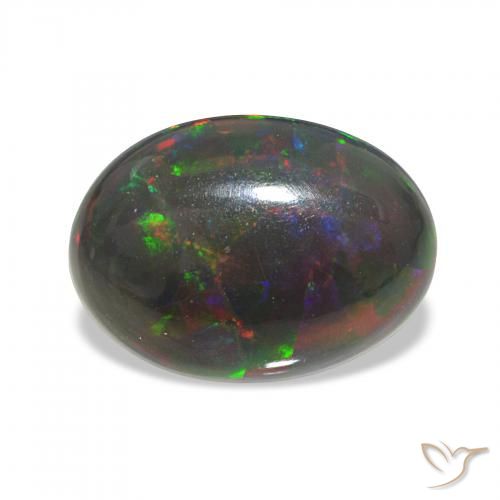 3.30 ct Multicolor Black Opal Gemstone, Black Opal Gem in Oval Cabochon Shape for Sale.