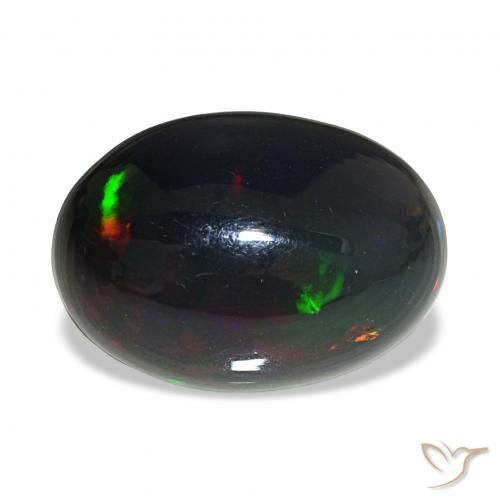 3.41 ct Multicolor Black Opal Gemstone, Black Opal Gem in Oval Cabochon Shape for Sale.