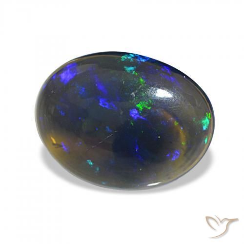 3.09 ct Multicolor Black Opal Stone, Natural Black Opal in Oval Cabochon Shape for Sale