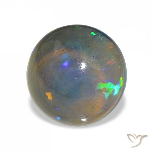 3.18 ct Multicolor Black Opal Stone, Natural Black Opal in Round Cabochon Shape for Sale