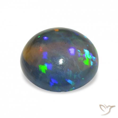 Black Opal Gemstone in 11 mm (calibrated) Size for Sale, Black Opal Stone in Multicolor Color
