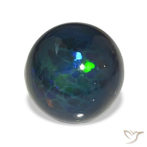 3.72 ct Multicolor Black Opal Stone, Natural Black Opal in Round Cabochon Shape for Sale
