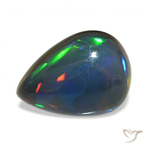 3.48ct Multicolor Black Opal Gemstones, Pear Shape, Translucent