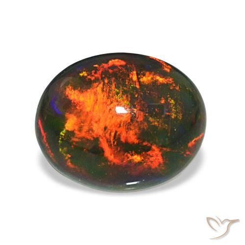 2.46 ct Multicolor Black Opal Gemstone, Black Opal Gem in Oval Cabochon Shape for Sale.
