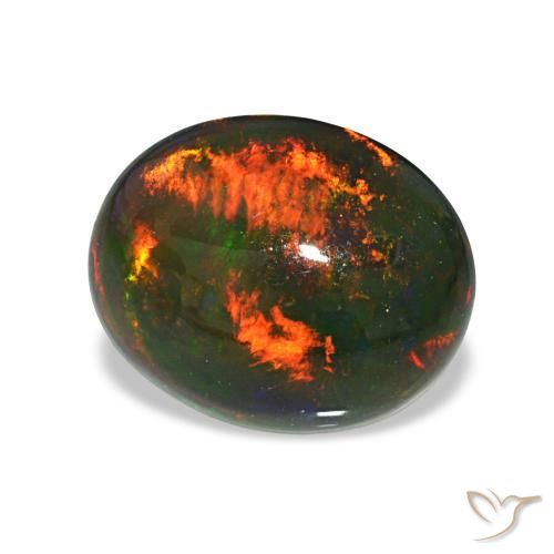 2.46 ct Multicolor Black Opal Stone, Natural Black Opal in Oval Cabochon Shape for Sale