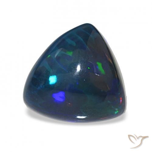 4.01 ct Multicolor Black Opal Stone, Natural Black Opal in Trillion Cabochon Shape for Sale