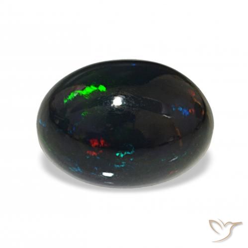 2.44 ct Multicolor Black Opal Gemstone, Black Opal Gem in Oval Cabochon Shape for Sale.