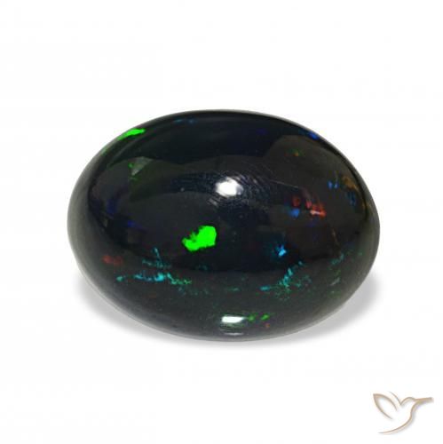 2.44 ct Multicolor Black Opal Stone, Natural Black Opal in Oval Cabochon Shape for Sale