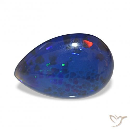 3.51 ct Multicolor Black Opal Gemstone, Black Opal Gem in Pear Cabochon Shape for Sale.