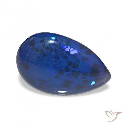 3.51 ct Multicolor Black Opal Stone, Natural Black Opal in Pear Cabochon Shape for Sale
