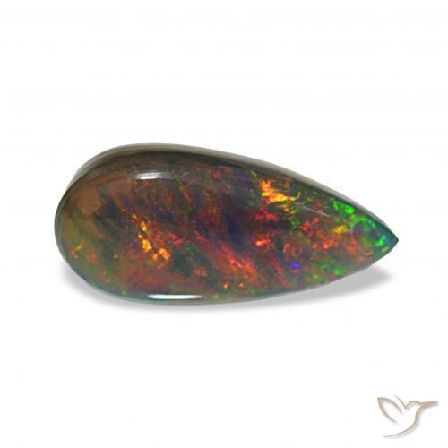 3.04ct Multicolor Black Opal, Pear Shape, Opaque